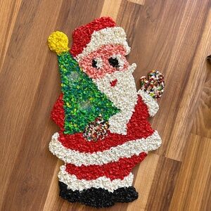 Vintage Santa Melted Popcorn Plastic Decoration